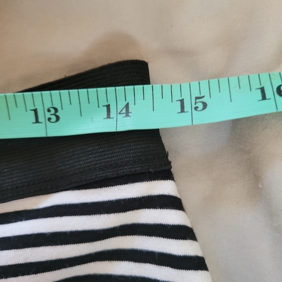 Tricotto | Black & White Stripped Long Skirt with Front slit & Elastic at Waist - Picture 7 of 9